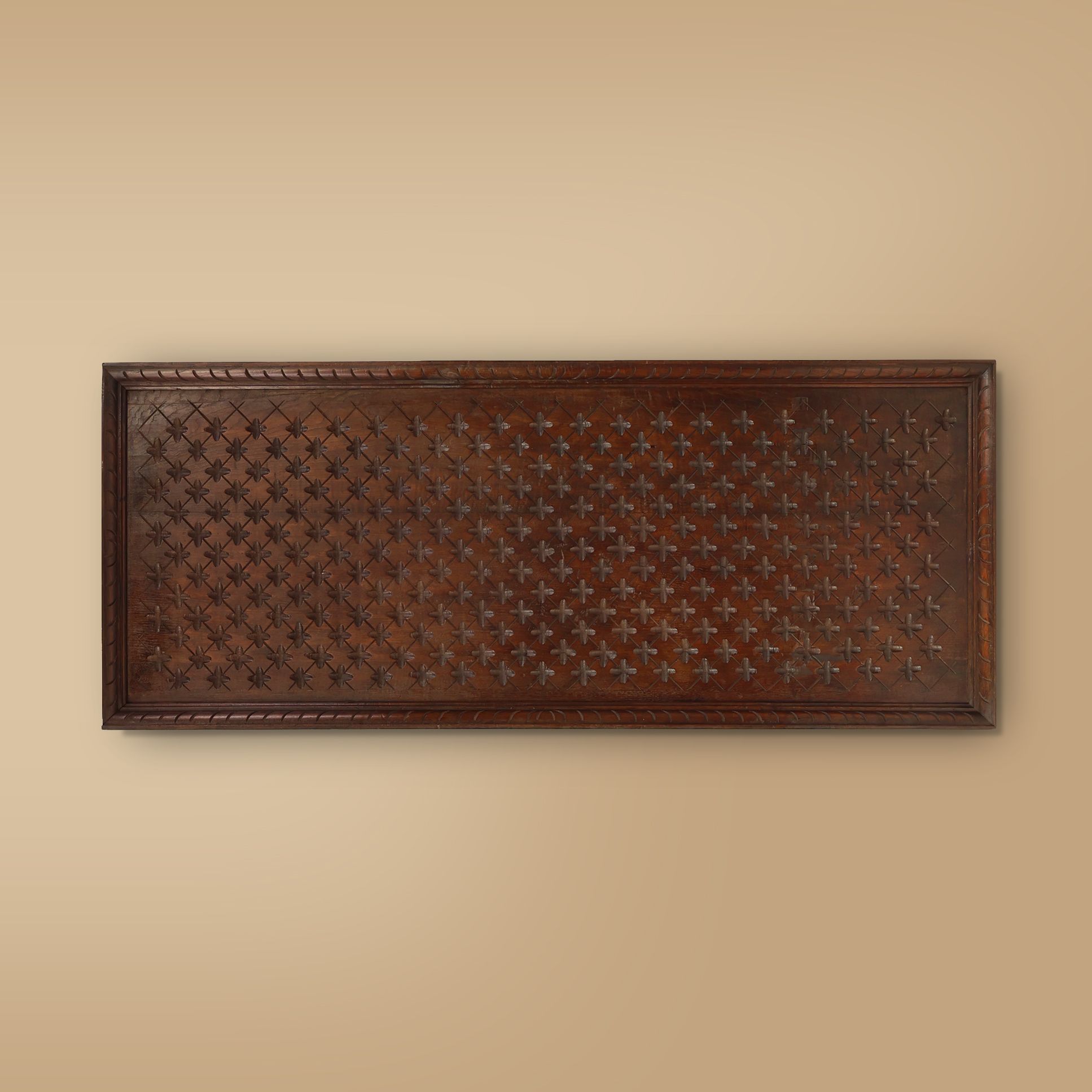 Large carved Portugees Neo-Gothic oak wall panel, 1850s-img